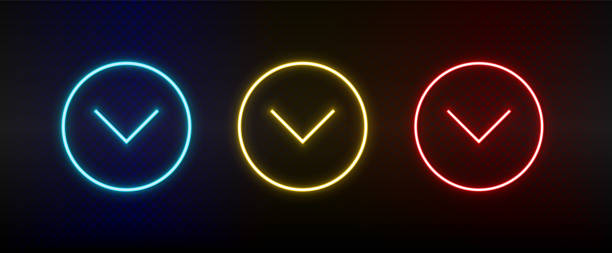 istock Neon icons. Ui arrow. Set of red, blue, yellow neon vector icon 1292120768