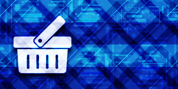 istock Shopping cart icon modern glassy blue banner background pattern illustration 1292121910