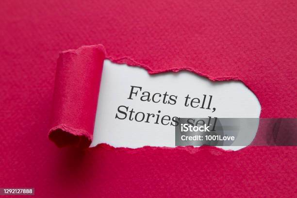 Facts Tell Stories Sell Stock Photo - Download Image Now - Storytelling, Selling, Concepts