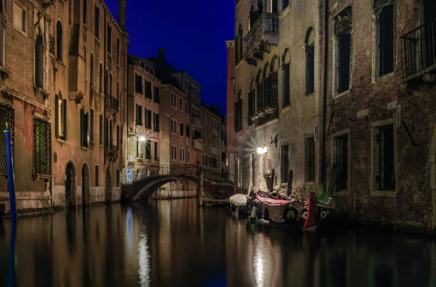 istock View of a small, romantic canal in Venice at night 1292129497