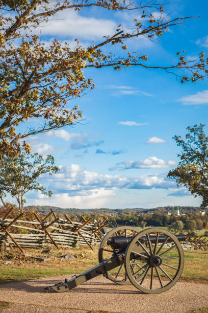 cannone al gettysburg national military park - gettysburg national military park foto e immagini stock