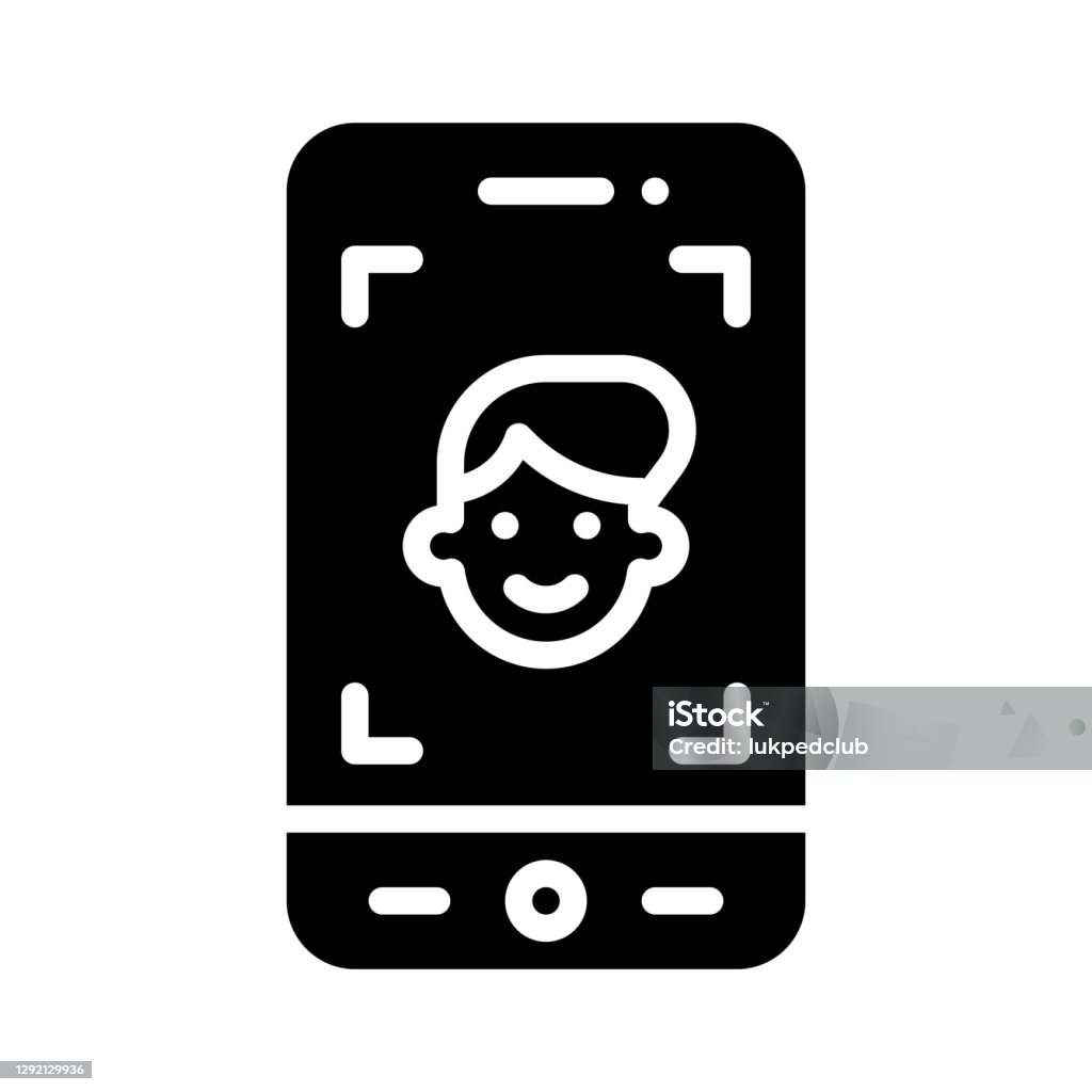 Facial Recognition App Icon Mobile Application Vector Illustration