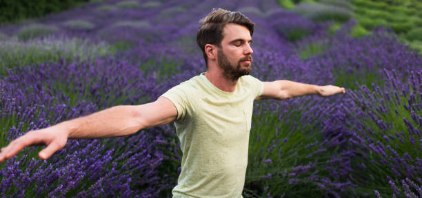 istock Man enjoying on lavender field 1292133102