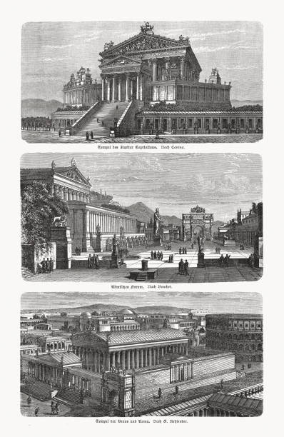 Roman Architecture Wood Engravings Published In 1893 Stock