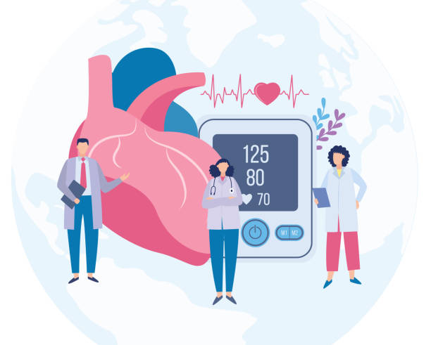 векторная плоская иллюстрация с концепцией всемирного дня сердца - stethoscope human cardiovascular system pulse trace healthcare and medicine stock illustrations