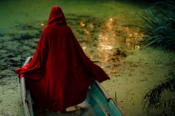 little red-riding hood, trying to escape from the malicious wolf