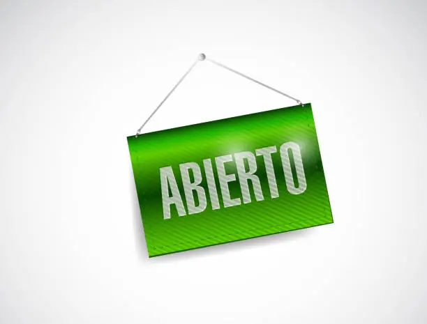Vector illustration of Open spanish sign illustration design