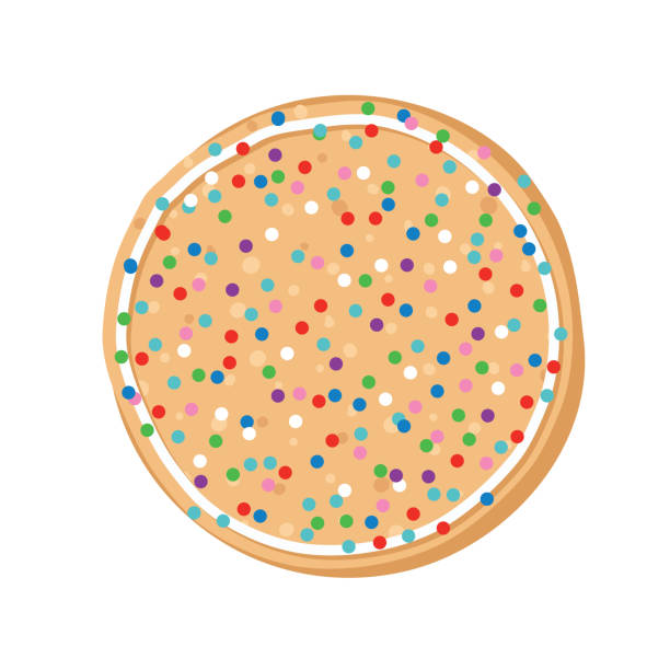 Homemade Sugar Cookie With Sprinkles Freshly baked cookie. Flat colors, easy to edit. File is CMYK. round sugar cookie stock illustrations