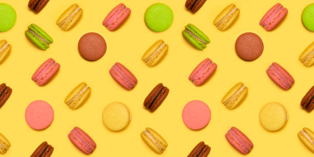istock Macaroon seamless pattern. Dessert in the form of a sandwich. 1292141954
