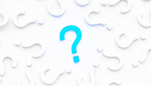 istock Blue glowing question mark on a background of white signs. 3D Rendering 1292144830