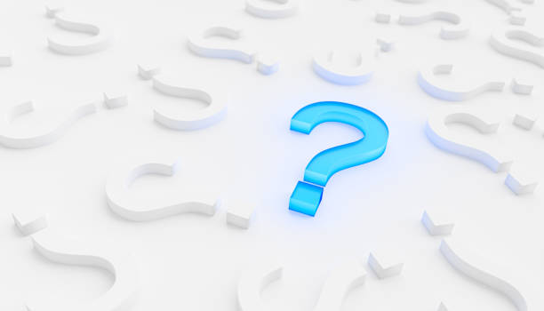 istock Blue glowing question mark on a background of white signs. 3D Rendering 1292144849