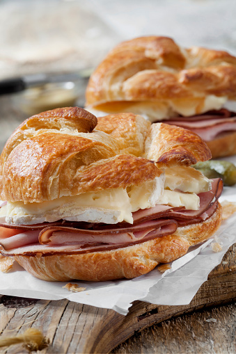 Ham and Brie Croissant Sandwiches with Dijon Mustard