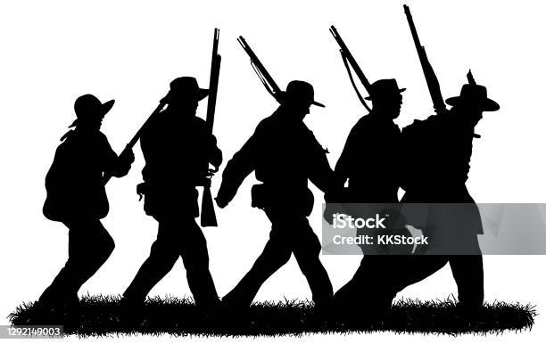 Group Of American Civil War Soldiers Silhouettes Stock Illustration - Download Image Now - American Civil War, Civil War, Army Soldier