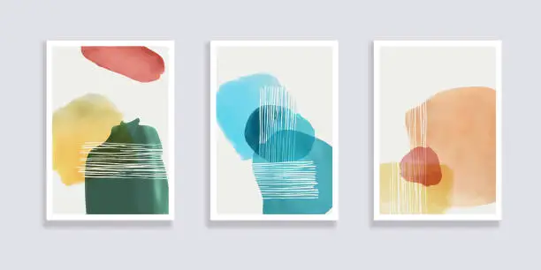 Vector illustration of Abstract minimal hand painted compositions