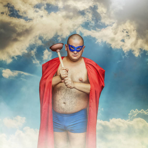 Superman ready to clean the wc