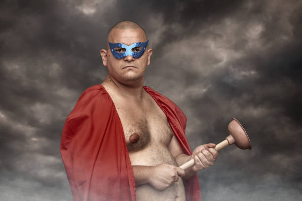 Superman ready to clean the wc