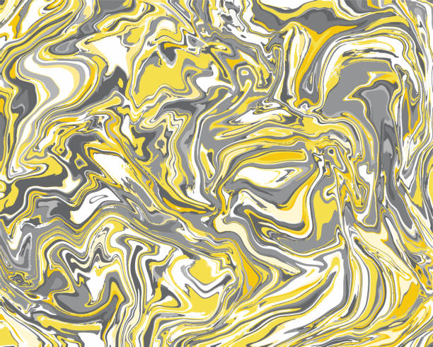 istock Abstract modern texture background. Marble texture in ultimate gray and illuminating yellow colors. Hand drawn illustration. color of the year 2021 1292156387