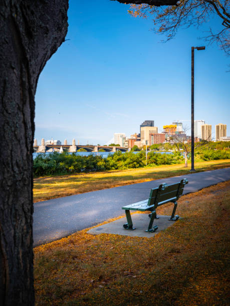 istock Boston Cityscape with Bench in the Park 1292161832