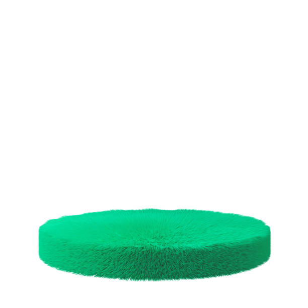 istock Green fluffy round podium. Immitation animal fur . 1292173646