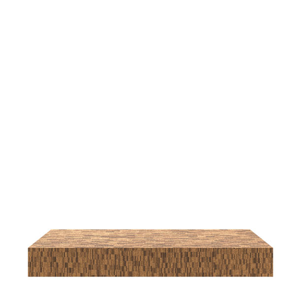 istock Wooden square podium isolated on white background. 1292173665