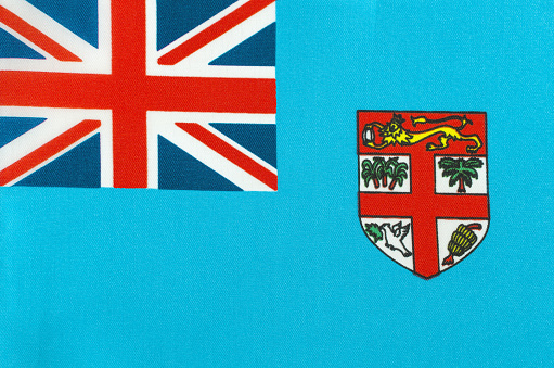 fabric national flag of the Republic of the Fiji Islands close-up