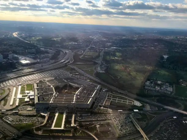 Aerial view of the Department of Defense, the cornerstone of United States defense.