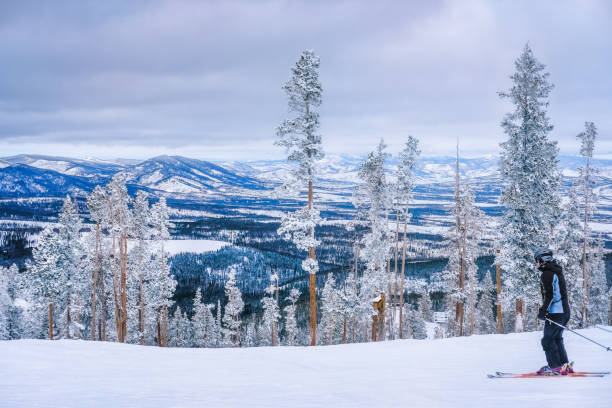 montanhas do colorado após queda de neve - colorado skiing usa color image - fotografias e filmes do acervo