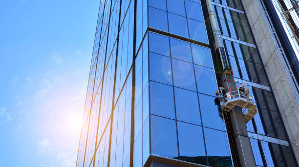 istock Abstract reflection of modern city glass facades. 1292197143
