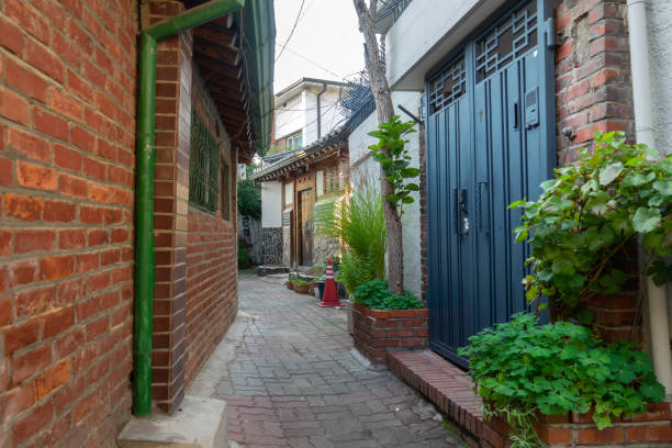 Old street in Seoul. stock photo