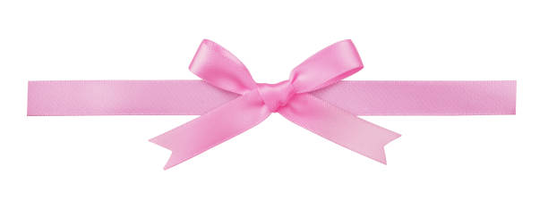 istock Pink satin ribbon with bow isolated on white 1292201306
