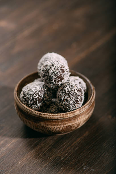 istock Vegetarian Chocolate Truffles on the Wooden Table 1292207025