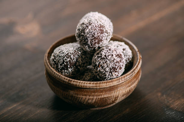 istock Vegetarian Chocolate Truffles on the Wooden Table 1292207616