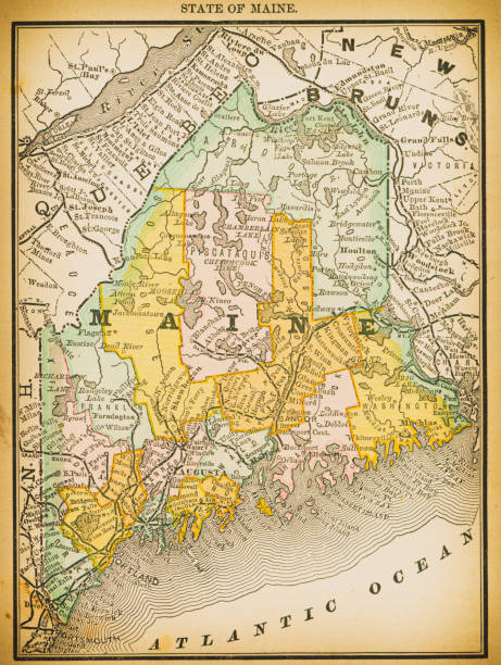 19th century map of State of Maine. Published in New Dollar Atlas of the United States and Dominion of Canada. (Rand McNally & Co's, Chicago, 1884).
