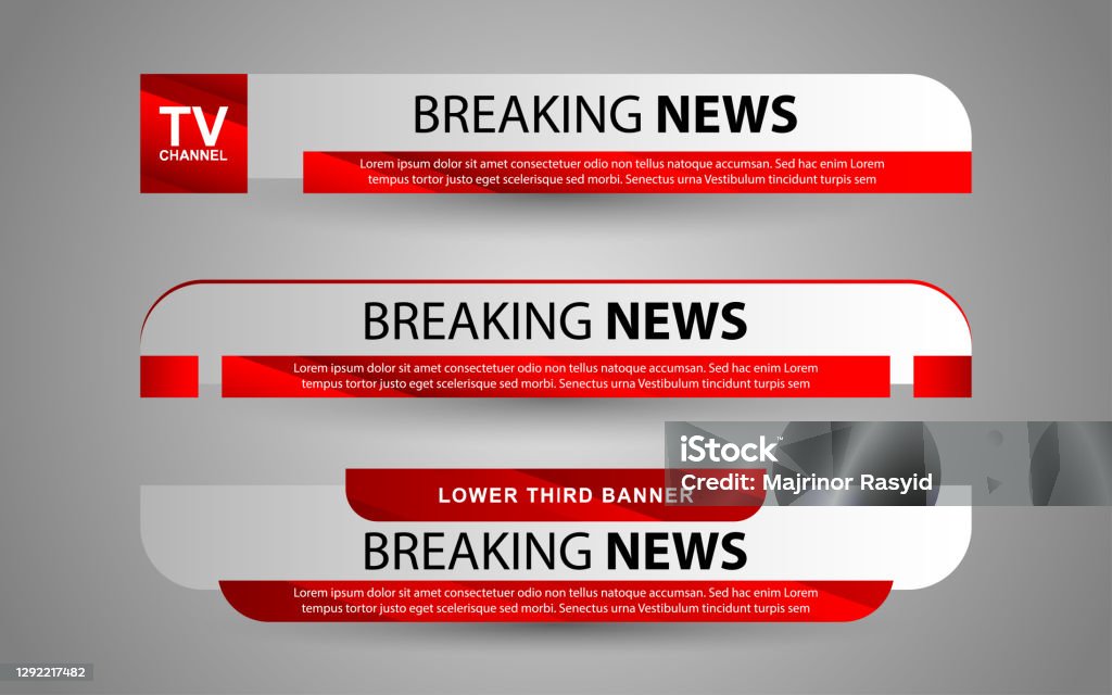 Set collection vector of Broadcast News Lower Thirds Template layout design banner Can use for bar Headline news title, sport game in Television, Video and Media Channel Web Banner stock vector