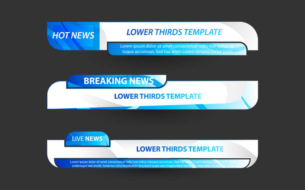 Set collection vector of Broadcast News Lower Thirds Template layout design banner Can use for bar Headline news title, sport game in Television, Video and Media Channel low section stock illustrations