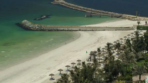 Photo of Beautiful area of beach in Ajman timelapse near the turquoise waters of Arabian Gulf