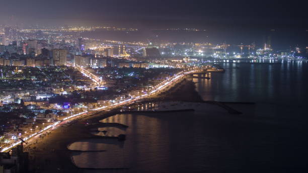 istock Panoramic view of Sharjah coastline from Ajman rooftop timelapse - third largest and most populous city in United Arab Emirates 1292220470