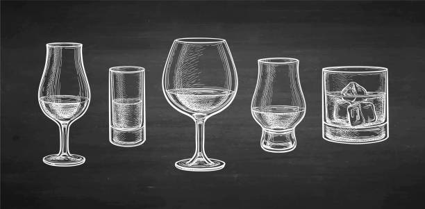 ウイスキーグラスのチョーク。 - russian culture illustrations点のイラスト素材／クリップアート素材／マンガ素材／アイコン素材