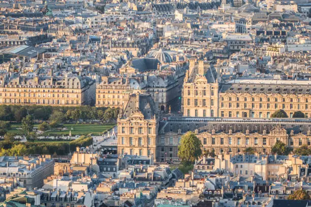 Aerial view of the Museum of the Louvre in Paris