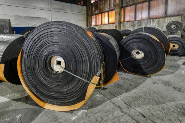 istock Rubber conveyor belt factory. Finished goods warehouse 1292229800