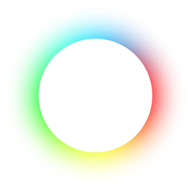 leerer kreisförmiger raum - spektrumkreis auf weißem hintergrund mit kopierraum - light color stock-grafiken, -clipart, -cartoons und -symbole