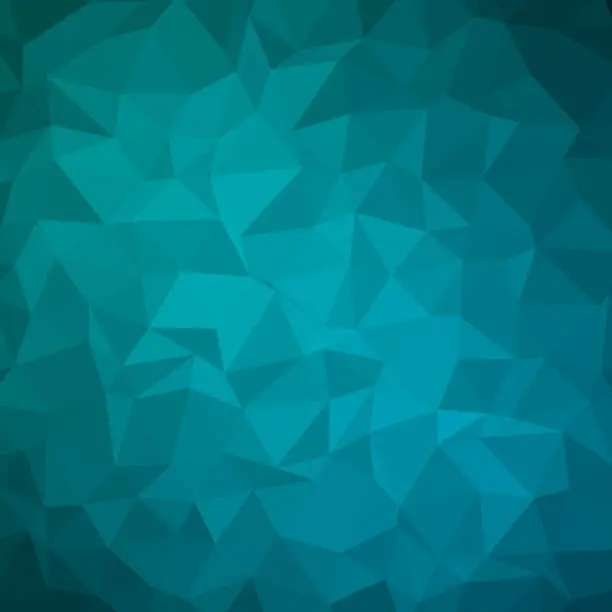 Vector illustration of Low poly large triangles turquoise-green surface with vignetting and some luminance variation