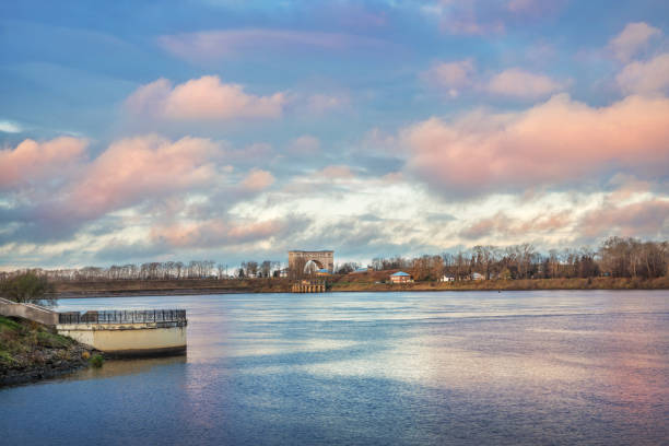 istock Pink sky over the Volga river in Uglich 1292234485