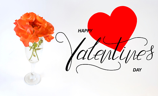 Happy Valentine's day! Card, online banner, greeting card, Flat lay on Valentine's Day