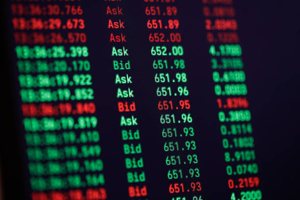 istock Shallow depth of field (selective focus) image with details of cryptocurrency transactions on a digital screen. 1292237502