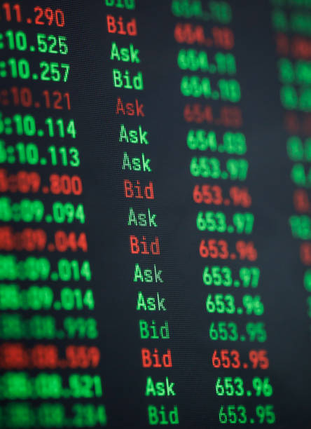 istock Shallow depth of field (selective focus) image with details of cryptocurrency transactions on a digital screen. 1292237773