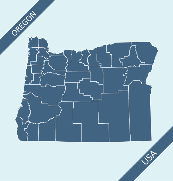 Oregon county map Highly detailed downloadable and printable map of Oregon counties state of United States of America for web banner, mobile, smartphone, iPhone, iPad applications and educational use. The map is accurately prepared by a map expert. oregon us state stock illustrations