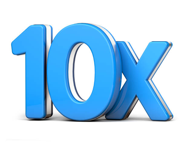 istock 10X silver and blue isolated on a white background. 3D illustration. 1292241148