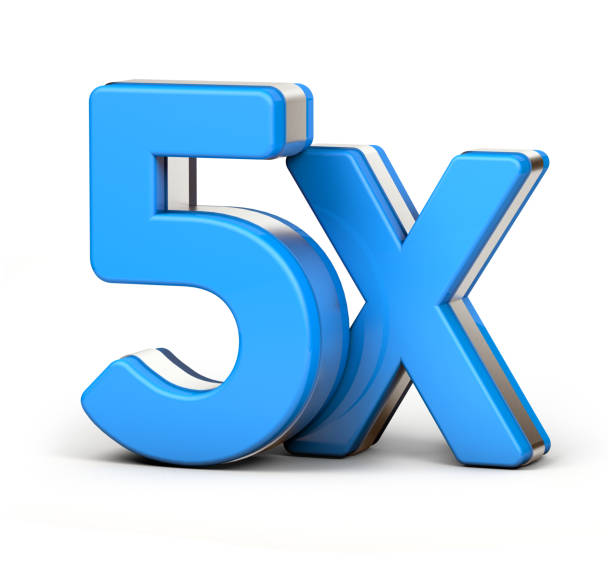 istock 5X silver and blue isolated on a white background. 3D illustration. 1292241309