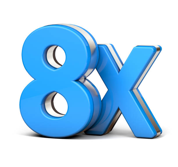 istock 8X silver and blue isolated on a white background. 3D illustration. 1292241320